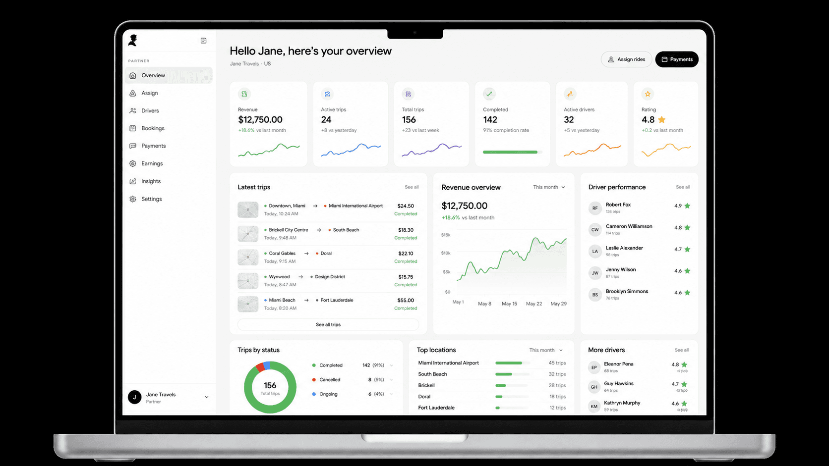 Chauff partner dashboard