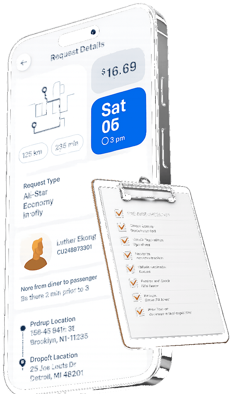 Chauff driver app on mobile